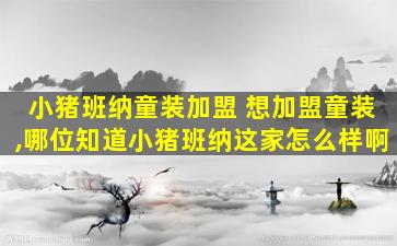 小猪班纳童装加盟 想加盟童装,哪位知道小猪班纳这家怎么样啊